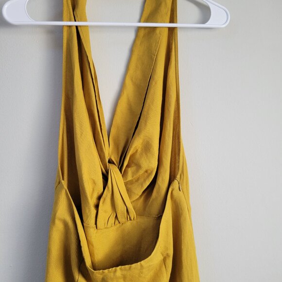 NWT Zara Mustard Yellow Halter-top Maxi Dress Size L Elegant and Classy - Picture 6 of 6